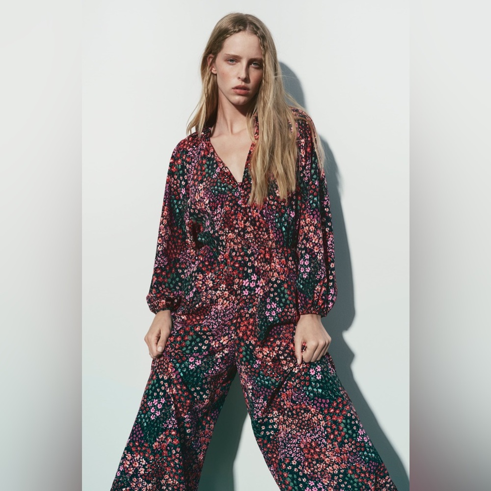 ZARA floral jumpsuit